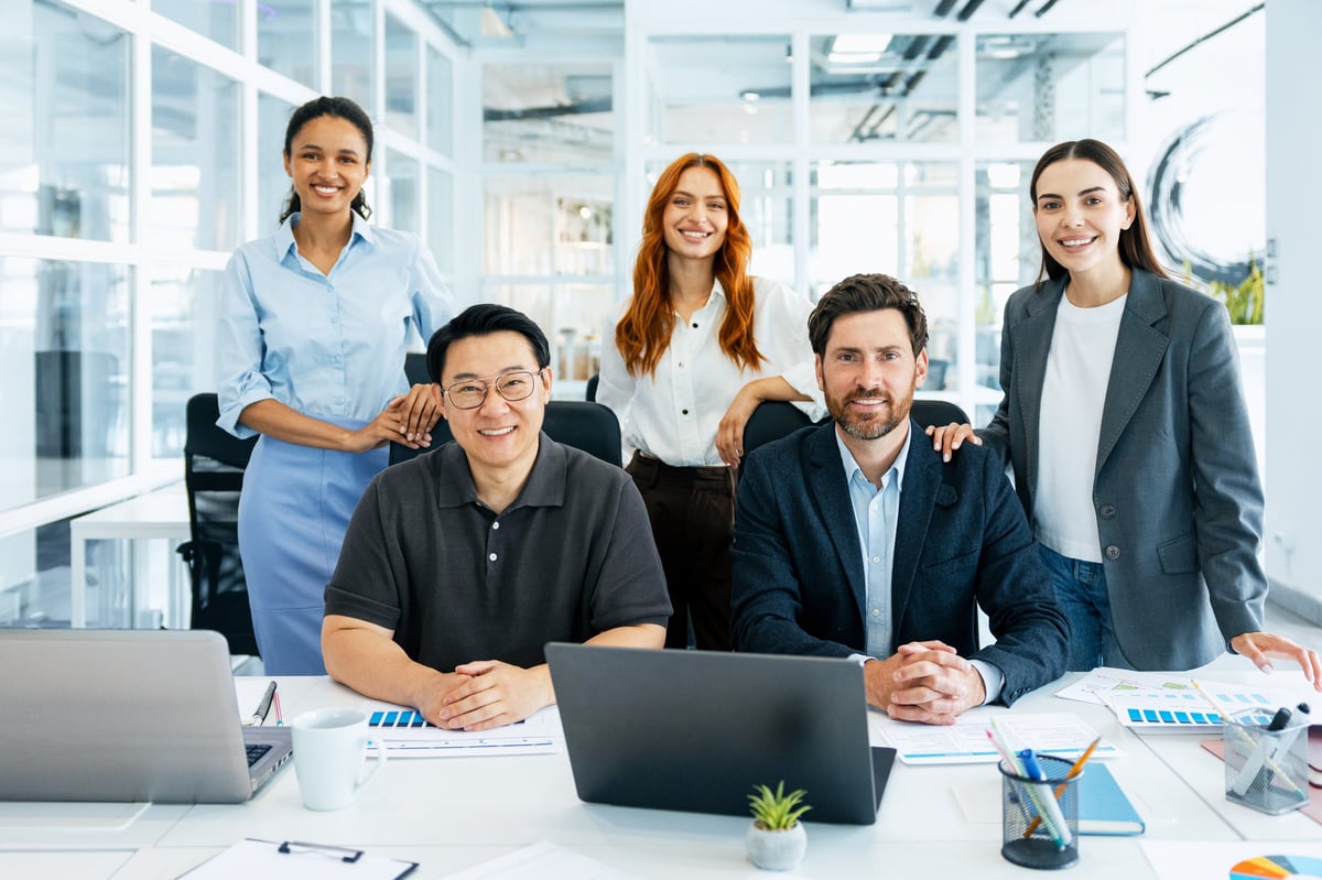 A small business team collaborating together in their office